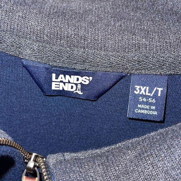 Lands End Mens 1/4 Zip Mock Neck Pullover Sweater Navy Blue Size 3XL Tall - Picture 5 of 8
